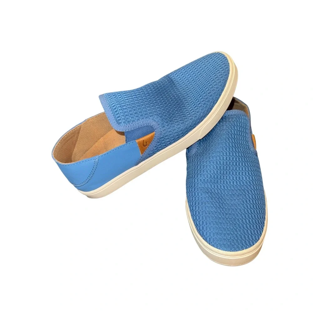 Olukai Pehuea Sneakers Women 8.5 Blue  Slip On Mesh Drop-In Heel 20271-CSCS